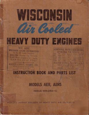 Wisconsin hd engine aen, aens instruction, parts 1954