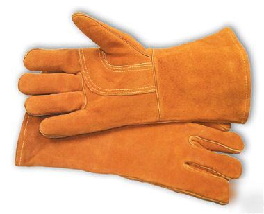 All leather welding glove brown color - pair