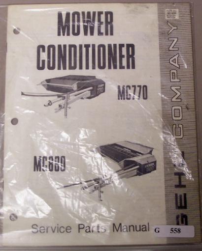 Gehl MC770 MC880 mower conditioner service parts manual