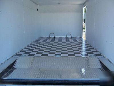 New 7X14 enclosed motorcycle trailer ramp loaded 