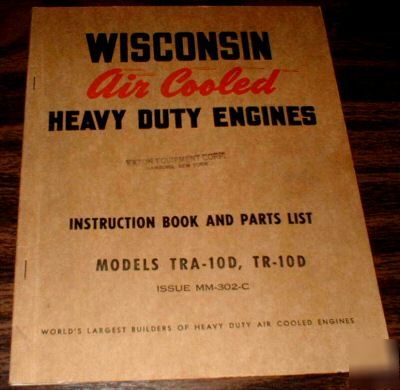 Wisconsin aircool engine TRA10D TR10D parts list manual