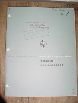 Hp 140A oscilloscope manual original 1959