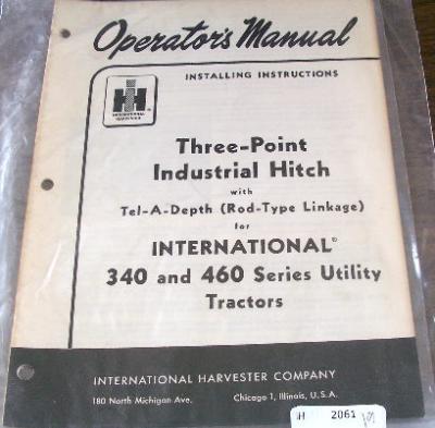 International 340 460 tractor 3 point hitch manual