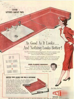 United kitchen cabinet top counter top ad 1955 brooklyn