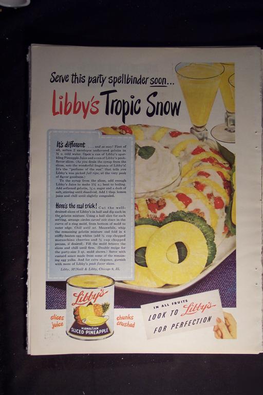 1950 vintage ad~ libby's hawaiian sliced pineapples tro