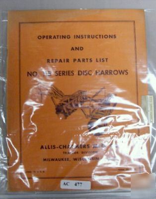 Allis chalmers 11B disc harrow operators parts manual