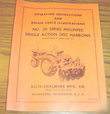 Allis chalmers ca wd tractor disc operator's manual ac