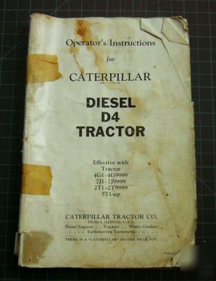Cat caterpillar D4 tractor operation instruction manual