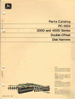 John deere 3000&4000 series disk harrows parts catalog