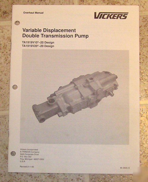 Vickers manual transmission TA1919V10*-20 TA1919V20*-20