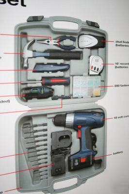 Allied complete home tool set w/ cordless drill, 