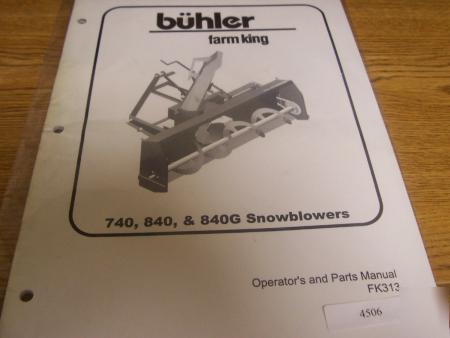 BÃ¼hler farm king 740 840 840G snowblower manual