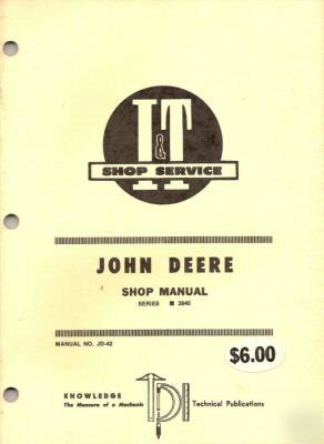 John deere tractor model series 2840 shop manual