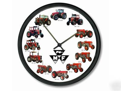 Massey ferguson tractor wheel dial clock black logo