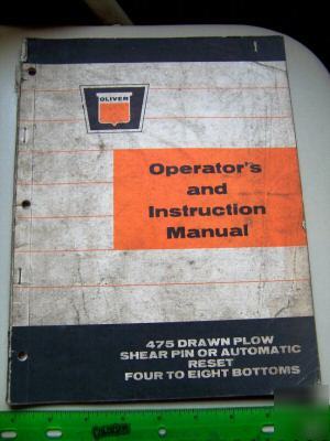 Oliver 475 drawn plow shear or auto reset 4-8 op manual