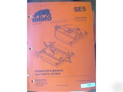 Rhino SE5 rotary mower operators parts manual catalog