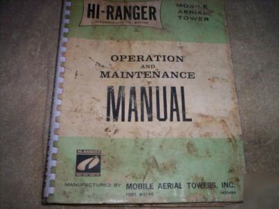 Hi-ranger 5F aerial tower operators/parts manual book