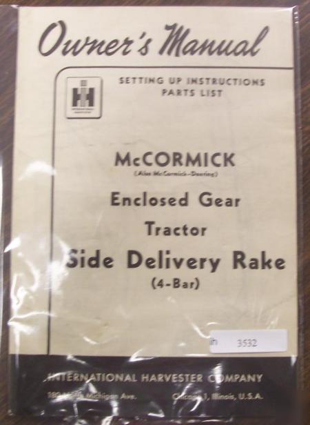 Mccormick 4 bar enclosed gear side rake parts manual 