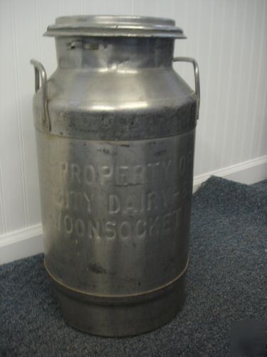 Vintage milk can city dairy 6 woonsocket ri cannister