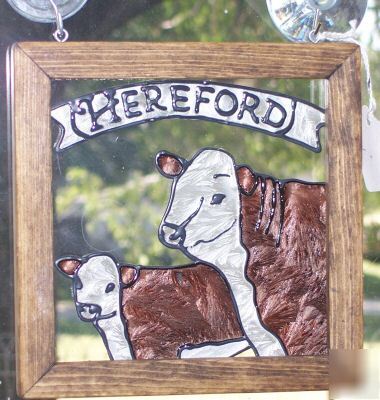 Hereford cow-calf pair window sign cattle cow art 