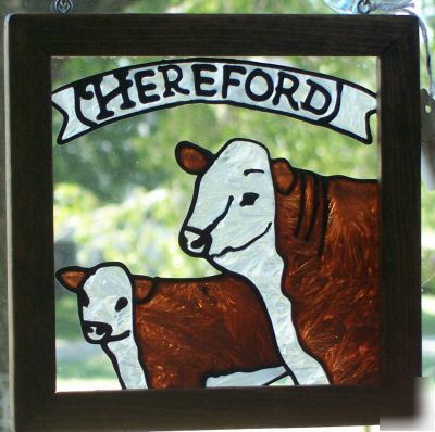 Hereford cow-calf pair window sign cattle cow art 