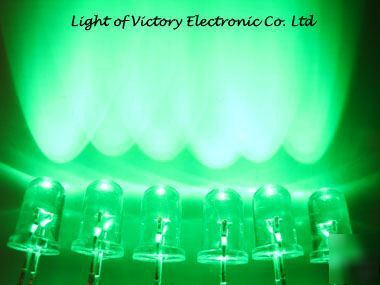 New 300 5MM pure green led lamp 17,000 mcd f/resistor