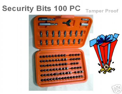 100 pc. security bit tamper proof torx set
