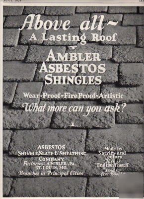 Ambler asbestos shingles english thatch roofing ad 1929