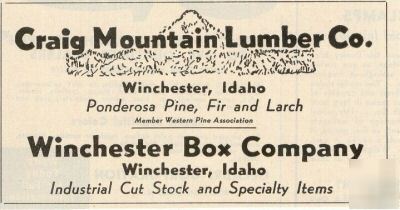 Craig mountain lumber co winchester idaho ad 1948