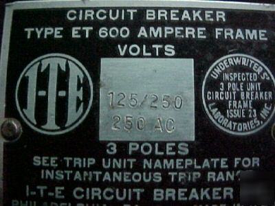 I-t-e 250 ac 3 pole circuit breaker