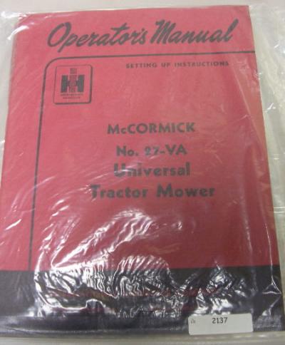 Ih mccormick 27 va tractor mower operators manual