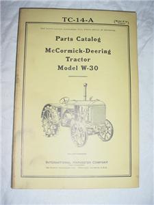 Mccormick deering tractor w-30 parts catalog manual