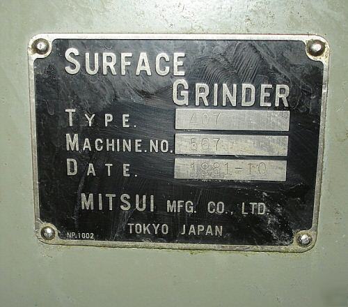 Mitsui seiki surface grinder type 407 mfd.1981 beauty