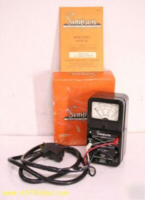 Simpson 390-2 volt/amp wattmeter w/ leads/op man mint