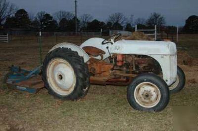 1952 8N ford tractor & 3 pt. bushhog and boom pole