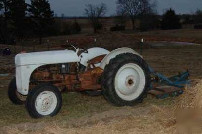 1952 8N ford tractor & 3 pt. bushhog and boom pole