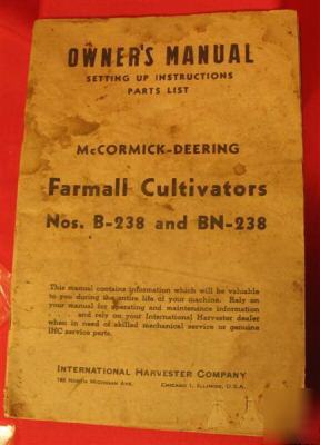 4526 mccormick-deering farmall cultivator owners manual