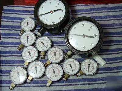 Lot of 12 ashcroft pressure gauge & wika vacuum gauge