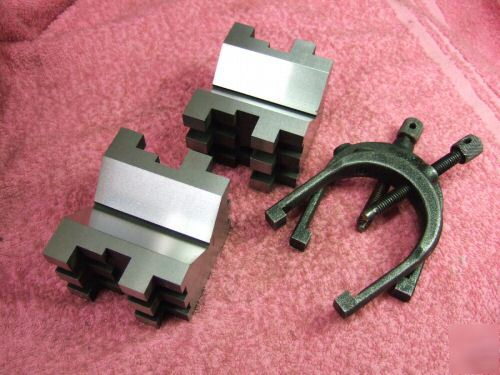 Mitutoyo v-blocks(2) w/clamps toolmaker machinist 