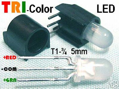 Tri-color leds, 5MM, pleasant soft light diffused lense