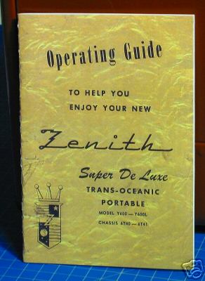 Zenith Y600 trans oceanic operators guide copy nice 