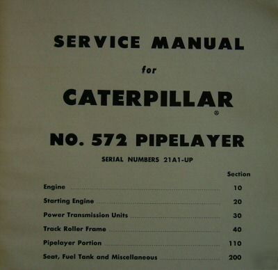 Cat caterpillar 572 pipelayer service manual repair