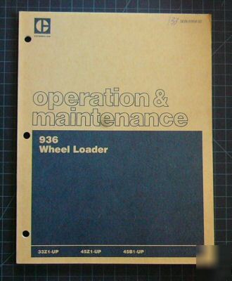 Cat caterpillar 936 loader operation/maintenance manual