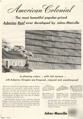 Johns manville asbestos roof shingles roofing ad 1952
