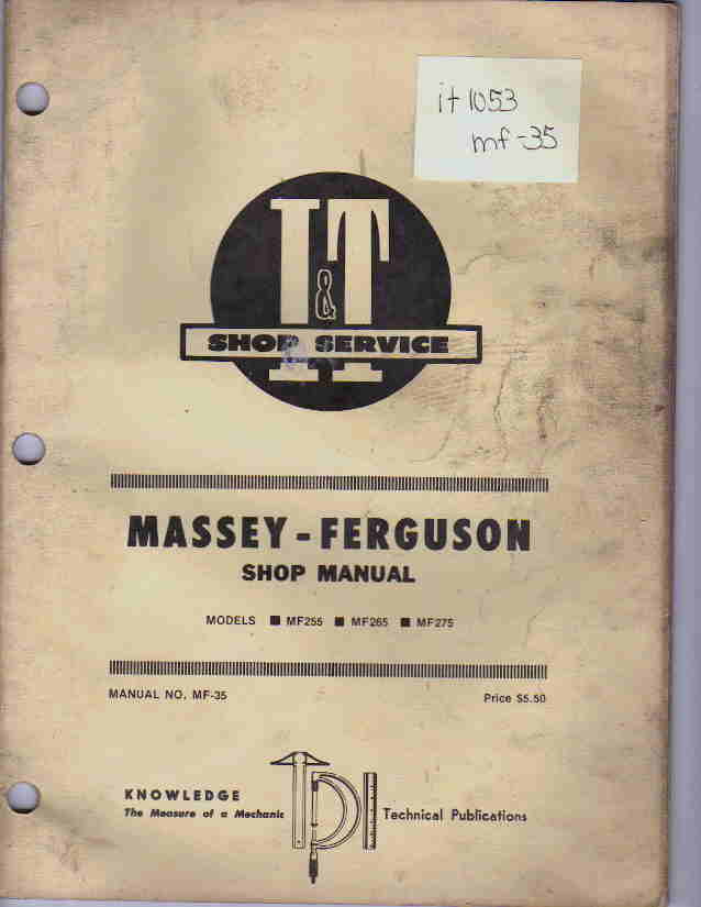 Massey ferguson 255 mf 265 tractor i&t service manual 