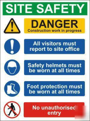 Set of vinyl construction site health and safety signs