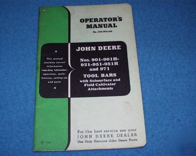 1949 john deere tool bars operator's manual