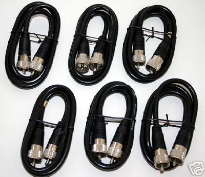 6 lot 3 ft. rg-8X black RG8X coax jumper cables pl-259