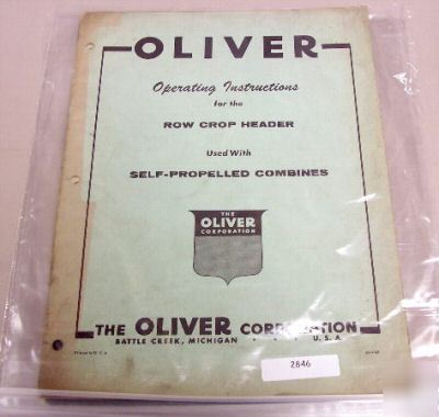 Oliver row crop header operators manual