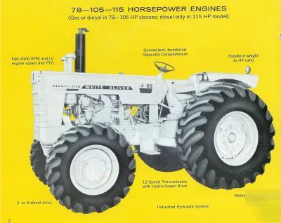 White-oliver mighty-tow tractor line brochure 1967 mint